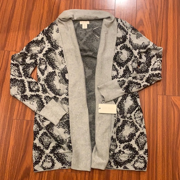 ruby moon Sweaters - 🆕 Ruby Moon 100% Cotton Long Cardigan Sweater w/Pockets, Gray & Black - NWT!